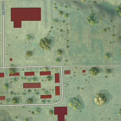 Close-up of the map of Millbrook Colony, South Dakota print showing street and building detail