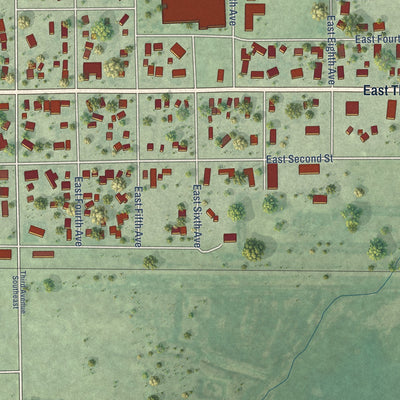 Second close-up of the map of Miller, South Dakota print showing more streets and buildings