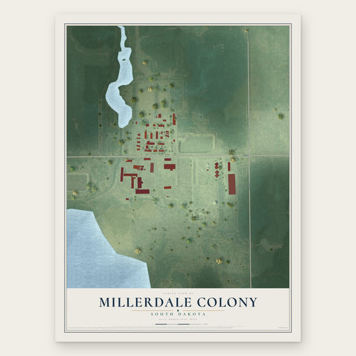 Millerdale Colony, South Dakota map print, the full design