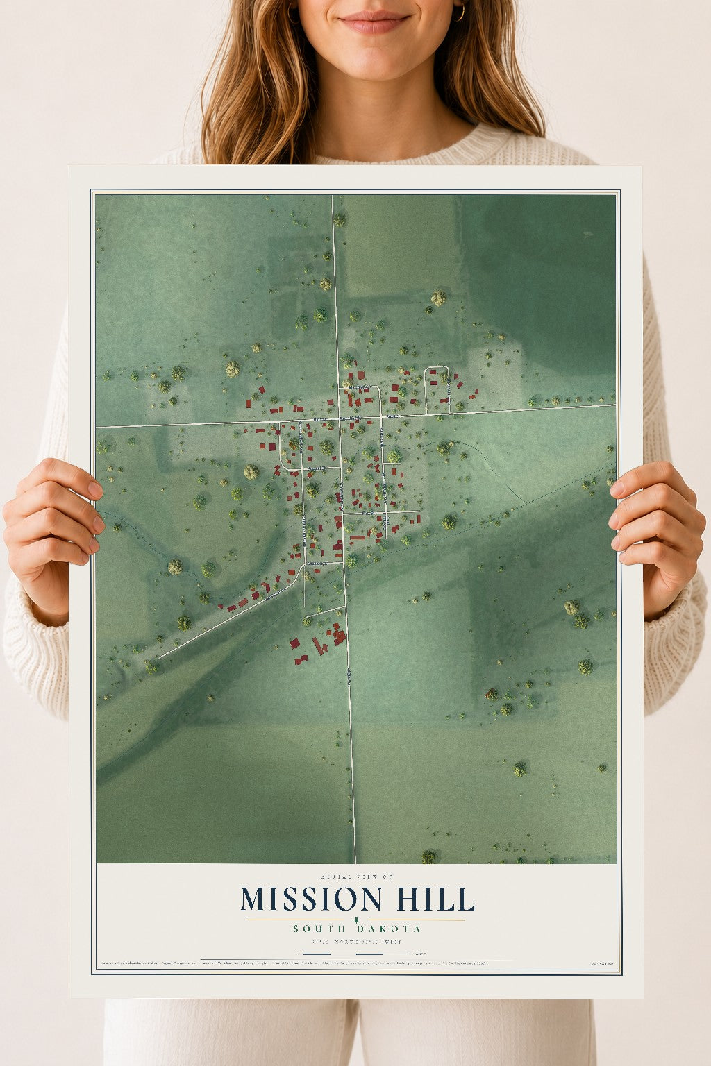 Map of Mission Hill, South Dakota, 18 x 24 inch unframed archival matte print
