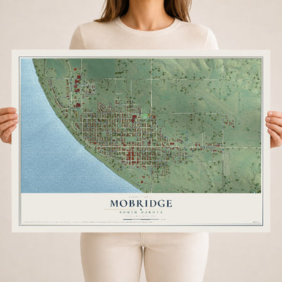 Map of Mobridge, South Dakota, 18 x 24 inch unframed archival matte print