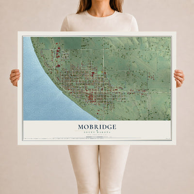 Map of Mobridge, South Dakota, 24 x 36 inch unframed archival matte print