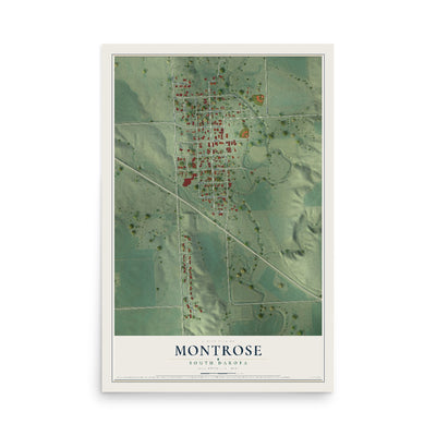 Map of Montrose, South Dakota, 12 x 18 inch unframed archival matte print
