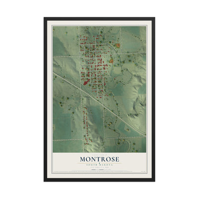 Map of Montrose, South Dakota, 12 x 18 inch print in a black wood frame