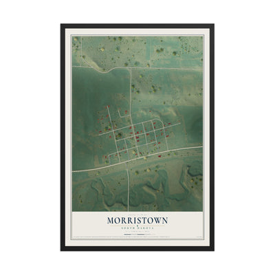 Map of Morristown, South Dakota, 12 x 18 inch print in a black wood frame