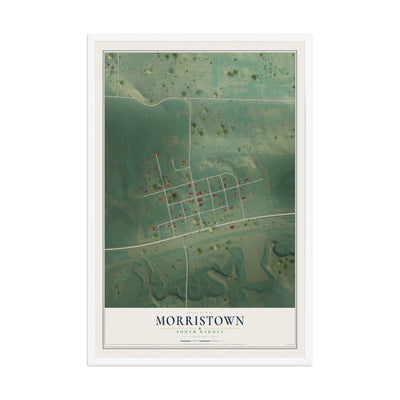 Map of Morristown, South Dakota, 12 x 18 inch print in a white wood frame