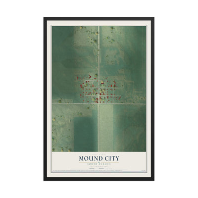 Map of Mound City, South Dakota, 12 x 18 inch print in a black wood frame