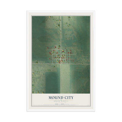 Map of Mound City, South Dakota, 12 x 18 inch print in a white wood frame