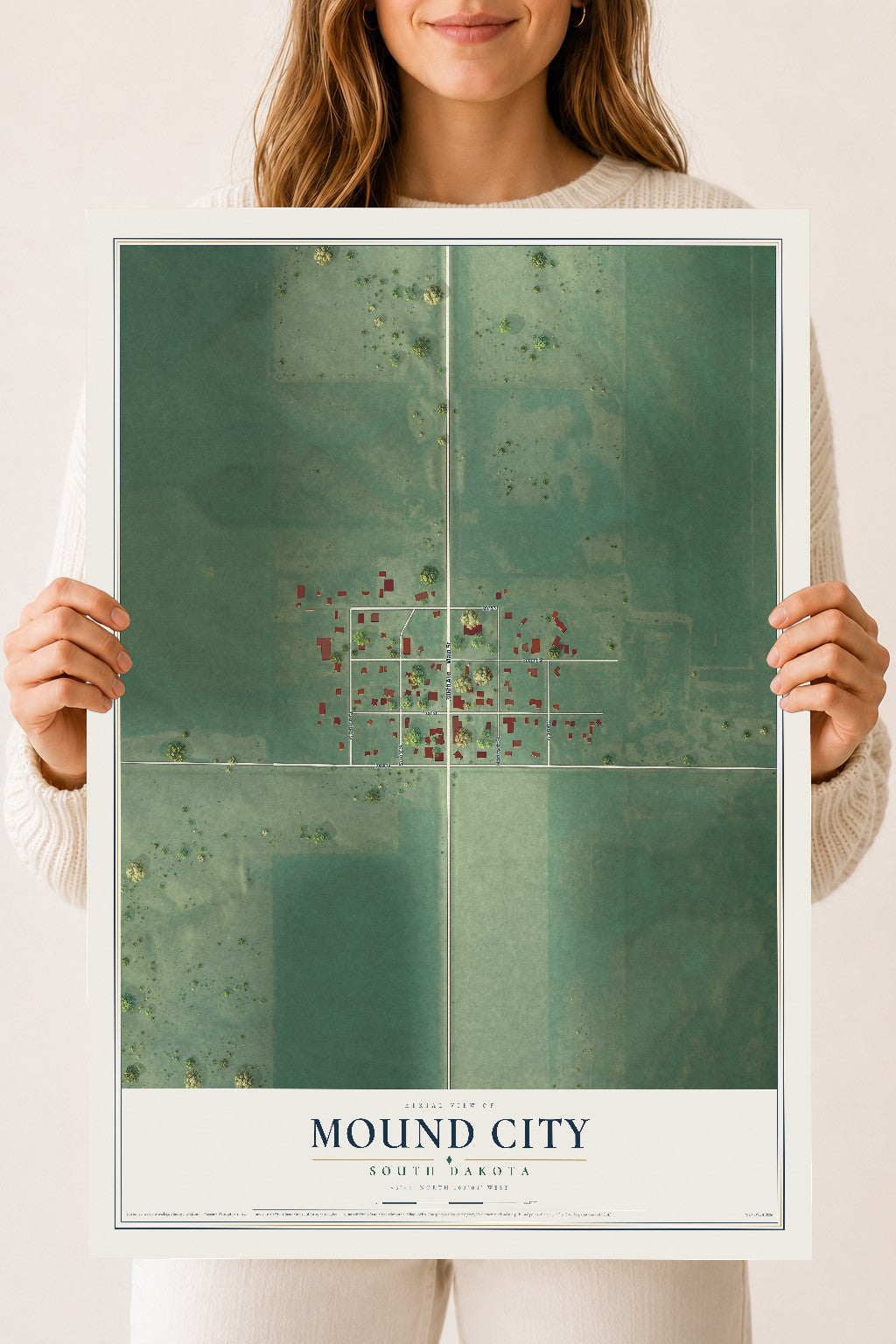 Map of Mound City, South Dakota, 18 x 24 inch unframed archival matte print