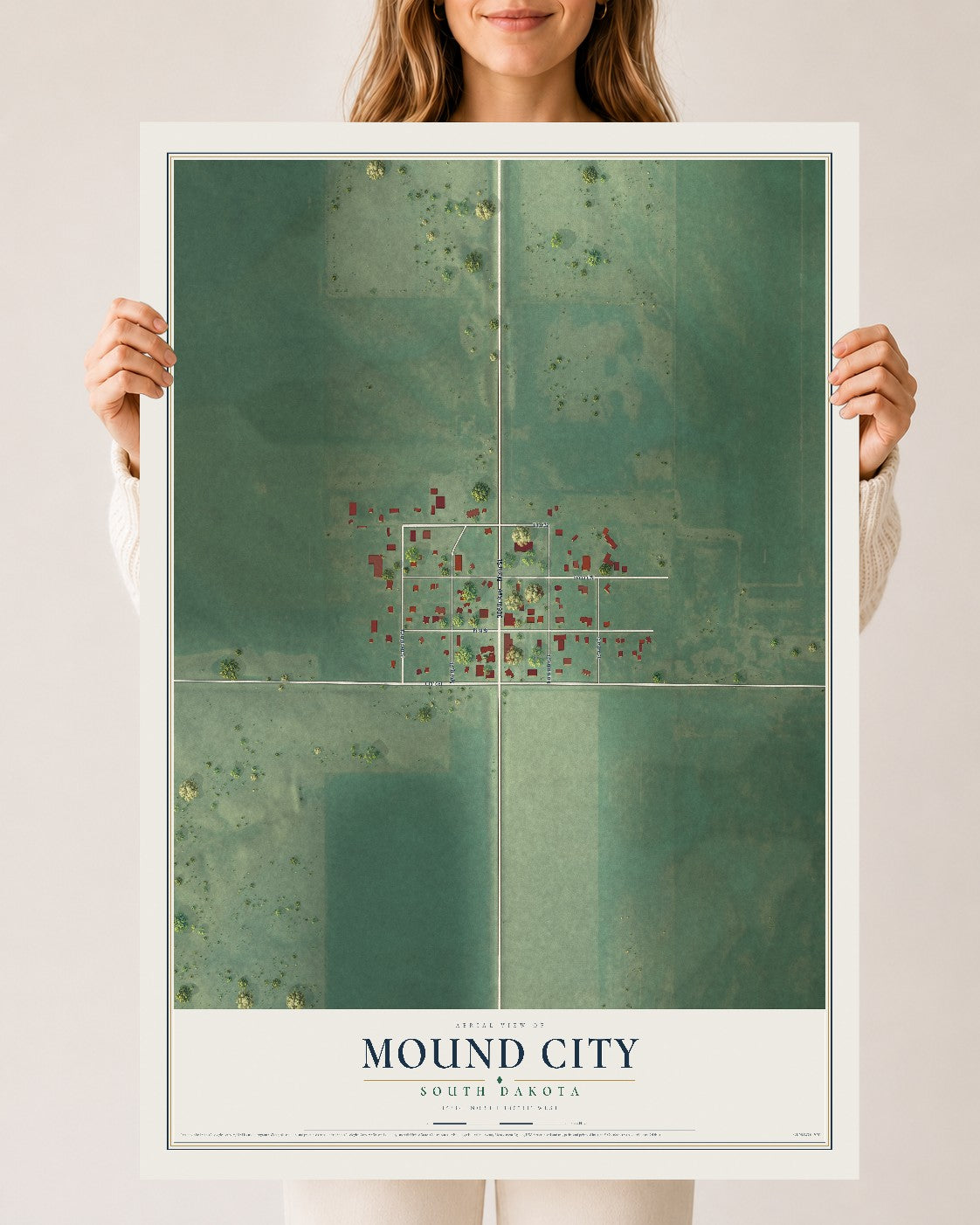 Map of Mound City, South Dakota, 24 x 36 inch unframed archival matte print