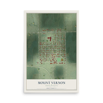 Map of Mount Vernon, South Dakota, 12 x 18 inch unframed archival matte print