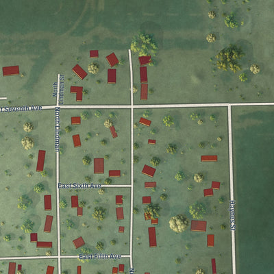 Second close-up of the map of Mount Vernon, South Dakota print showing more streets and buildings