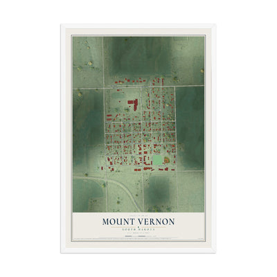 Map of Mount Vernon, South Dakota, 12 x 18 inch print in a white wood frame