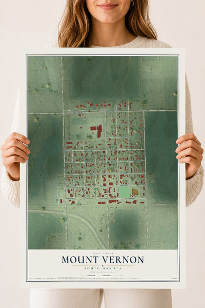 Map of Mount Vernon, South Dakota, 18 x 24 inch unframed archival matte print