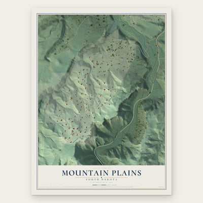 Mountain Plains, South Dakota map print, the full design