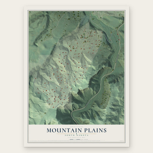 Mountain Plains, South Dakota map print, the full design