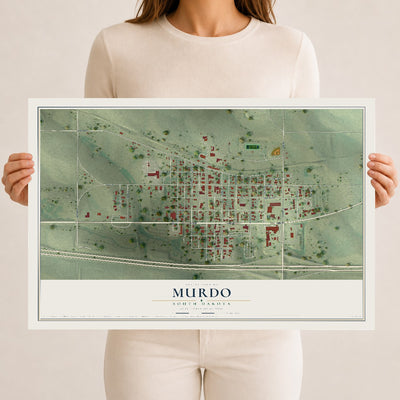 Map of Murdo, South Dakota, 12 x 18 inch unframed archival matte print