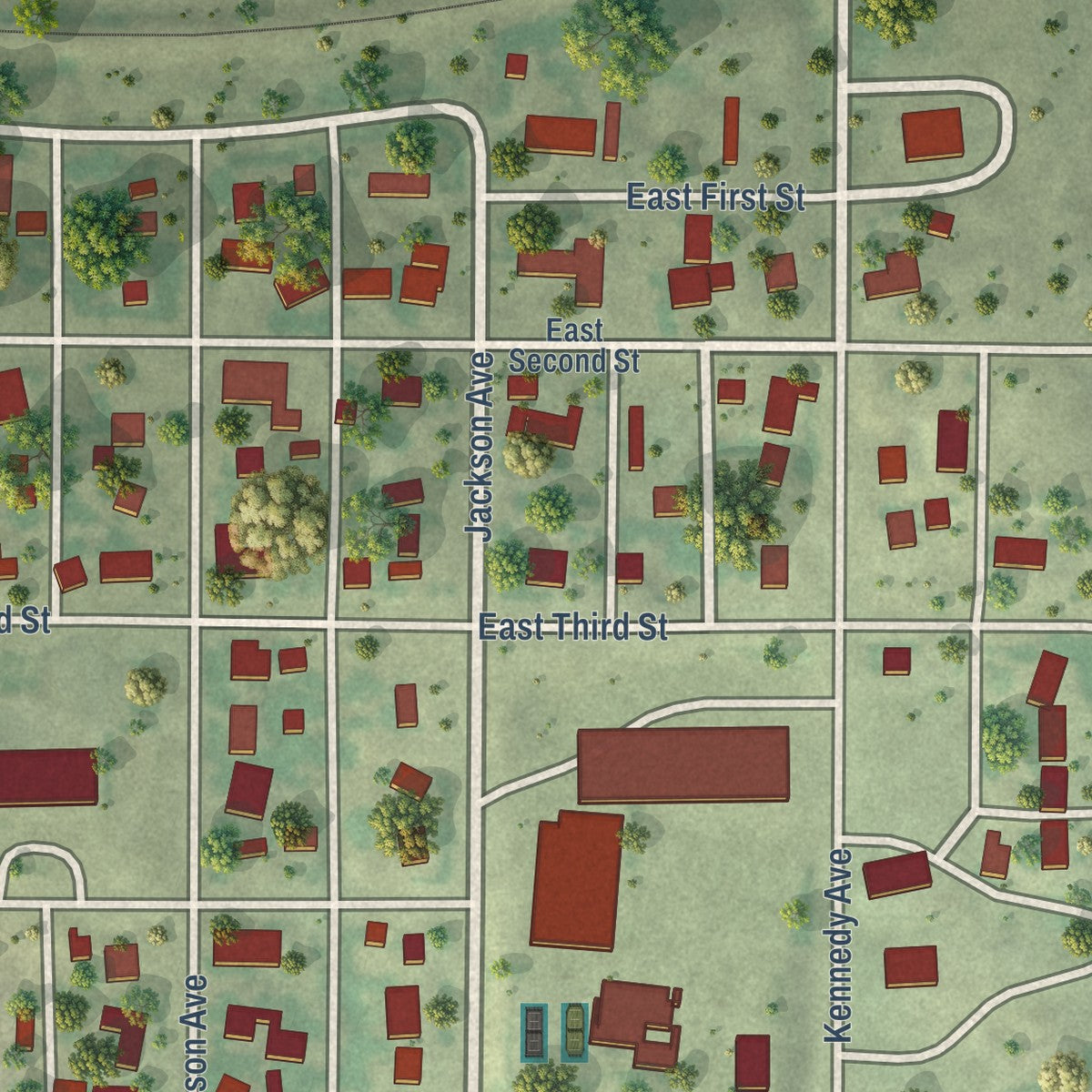 Second close-up of the map of Murdo, South Dakota print showing more streets and buildings