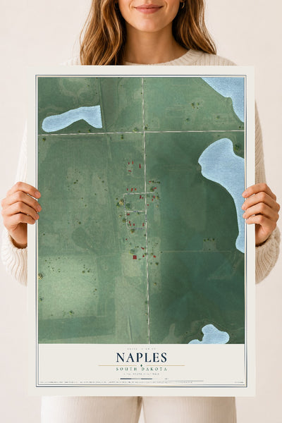 Map of Naples, South Dakota, 18 x 24 inch unframed archival matte print