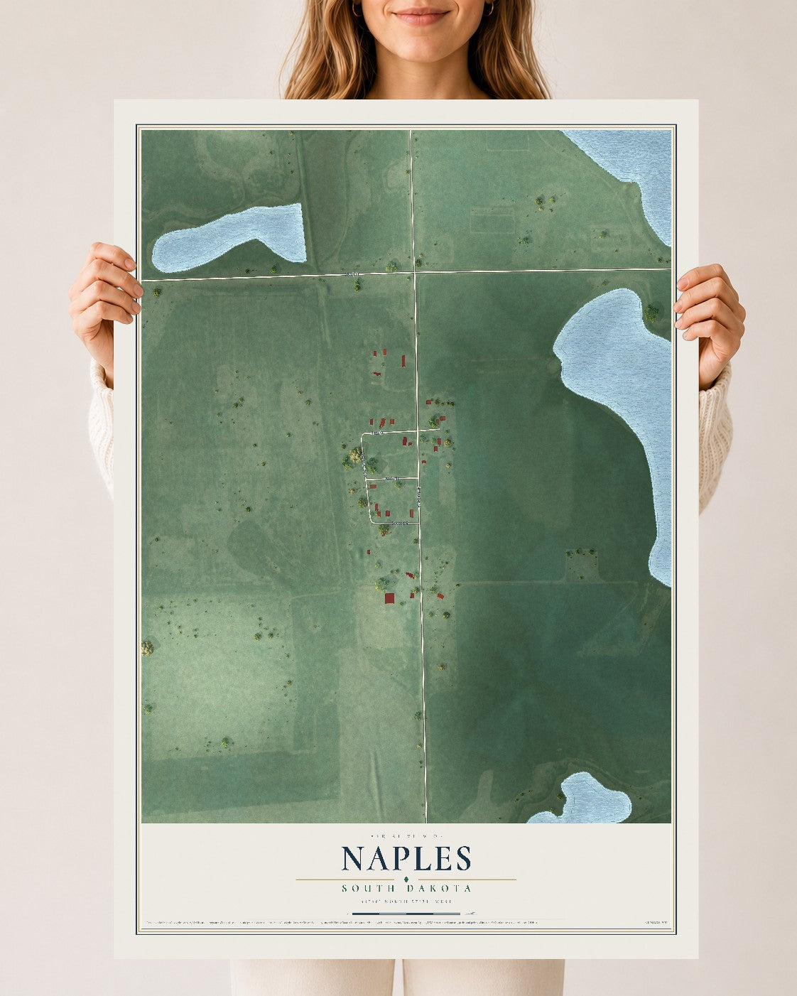 Map of Naples, South Dakota, 24 x 36 inch unframed archival matte print