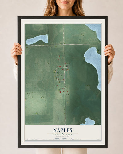 Map of Naples, South Dakota, 24 x 36 inch print in a black wood frame