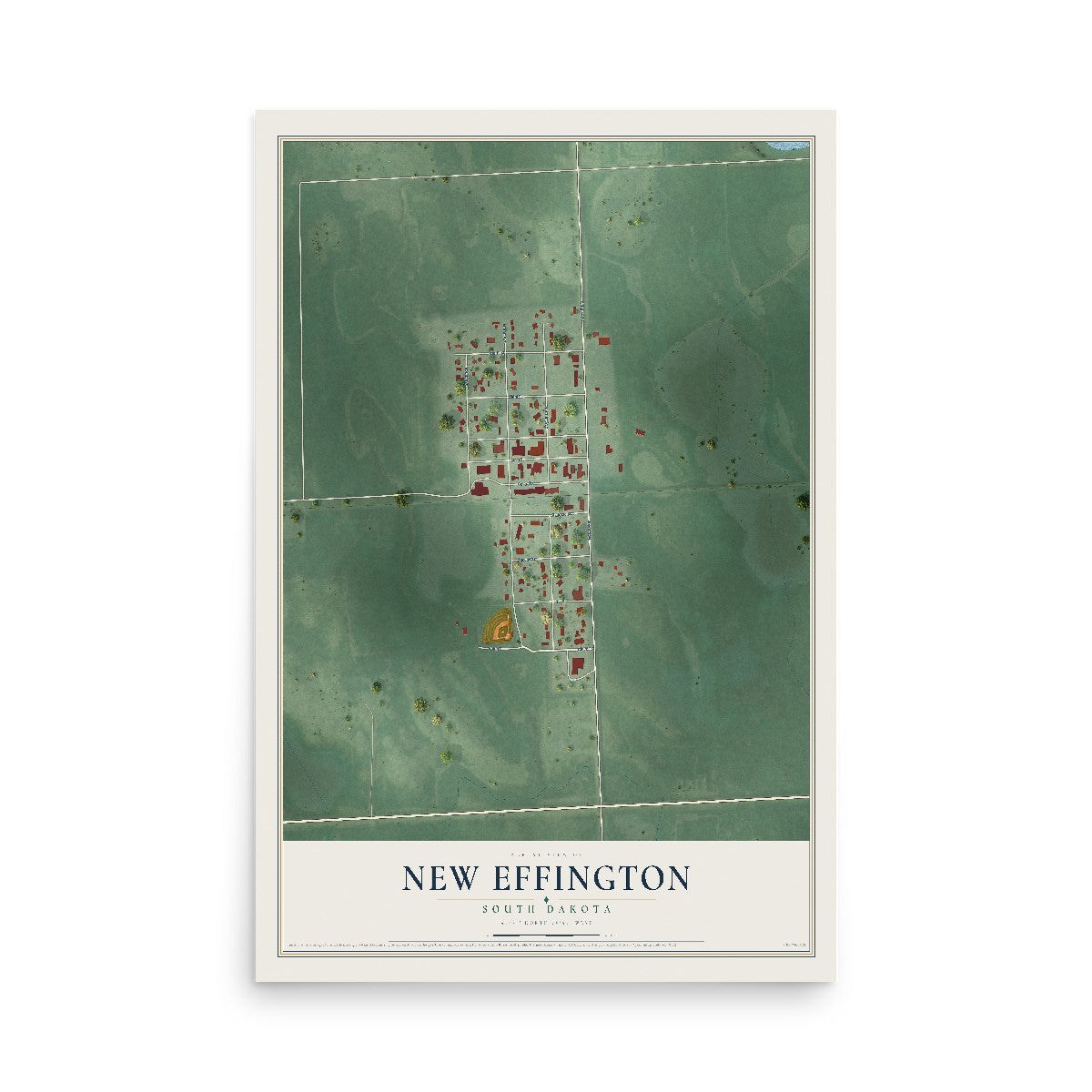 Map of New Effington, South Dakota, 12 x 18 inch unframed archival matte print