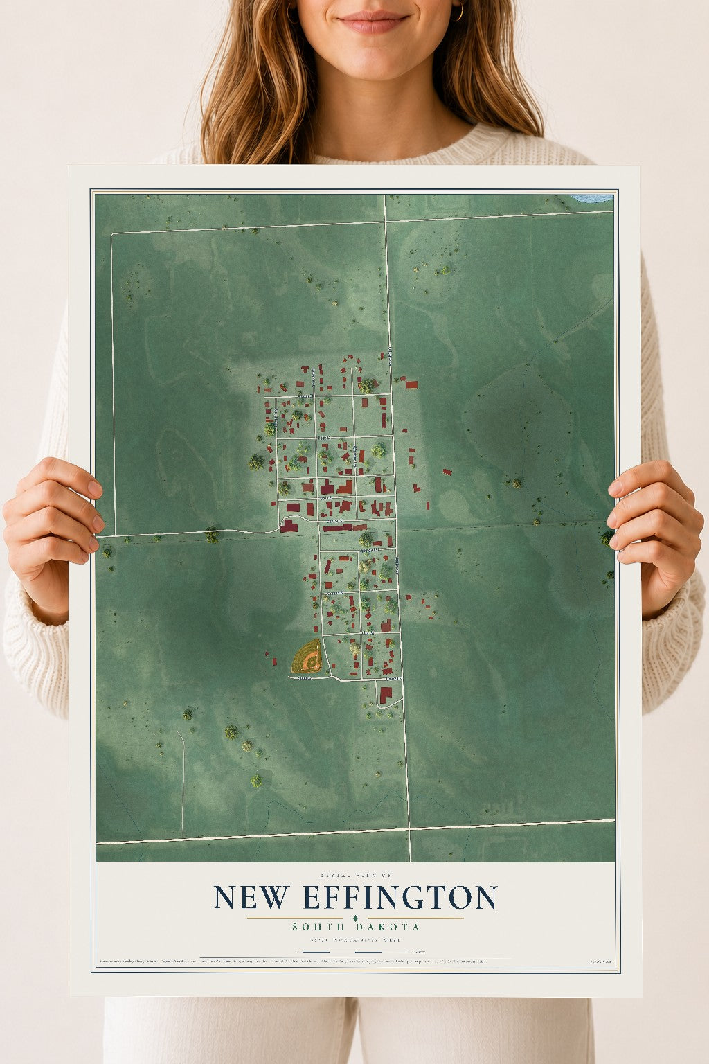 Map of New Effington, South Dakota, 18 x 24 inch unframed archival matte print