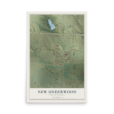 Map of New Underwood, South Dakota, 12 x 18 inch unframed archival matte print