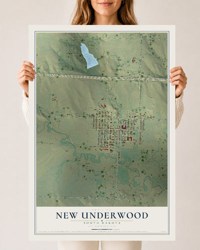 Map of New Underwood, South Dakota, 24 x 36 inch unframed archival matte print
