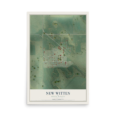Map of New Witten, South Dakota, 12 x 18 inch unframed archival matte print