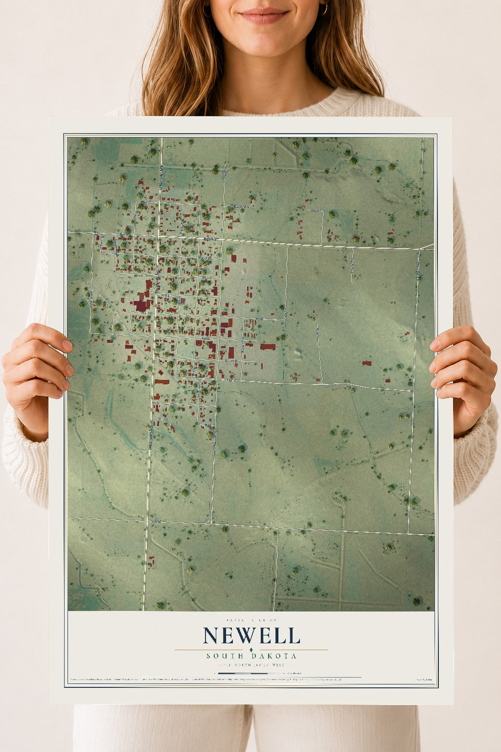 Map of Newell, South Dakota, 18 x 24 inch unframed archival matte print