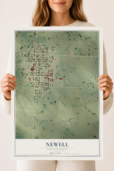 Map of Newell, South Dakota, 18 x 24 inch unframed archival matte print