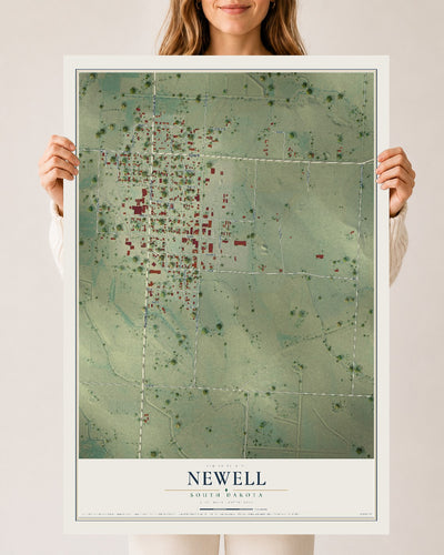 Map of Newell, South Dakota, 24 x 36 inch unframed archival matte print