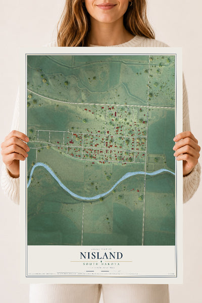 Map of Nisland, South Dakota, 18 x 24 inch unframed archival matte print