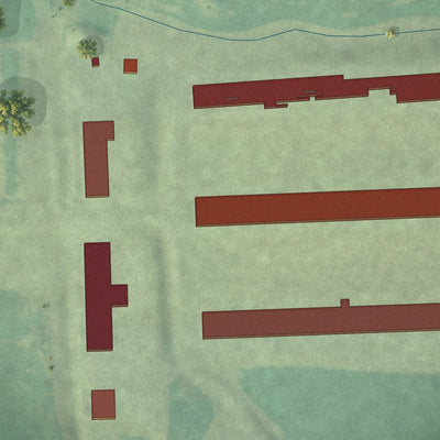 Close-up of the map of Norfeld Colony, South Dakota print showing street and building detail