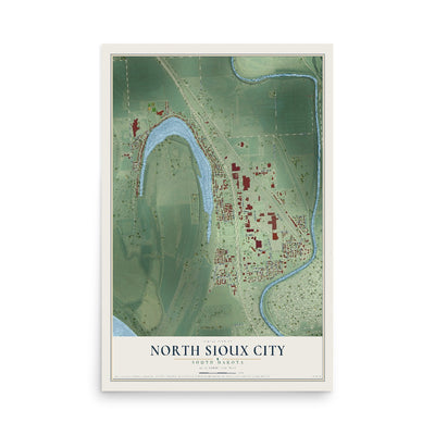 Map of North Sioux City, South Dakota, 12 x 18 inch unframed archival matte print