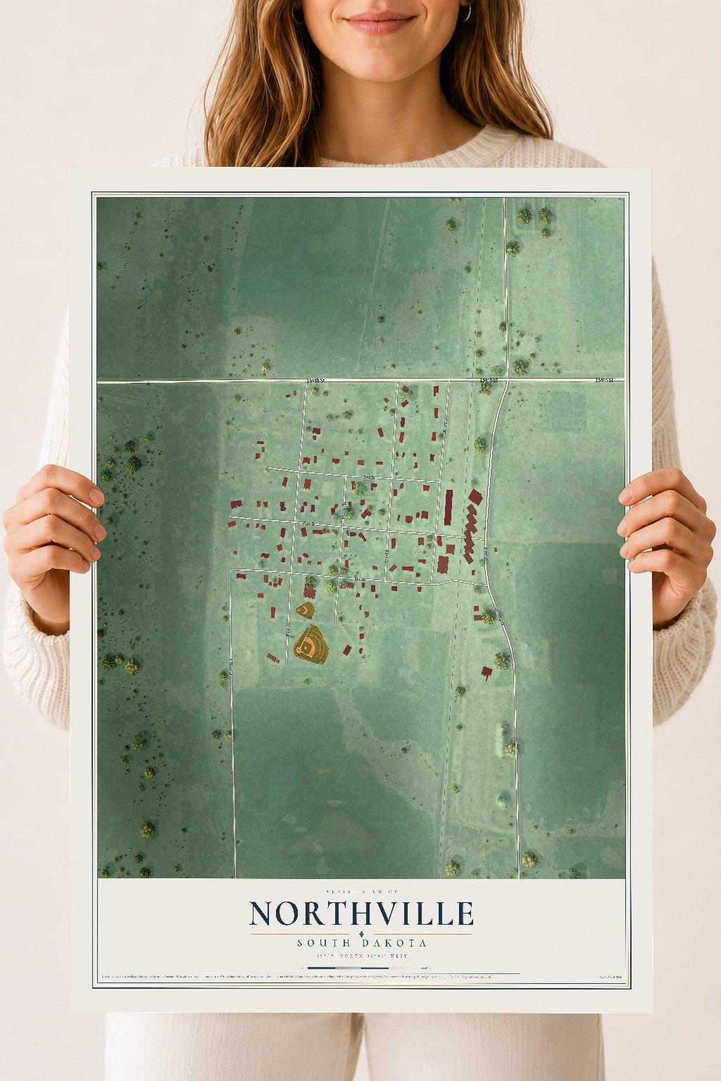 Map of Northville, South Dakota, 18 x 24 inch unframed archival matte print