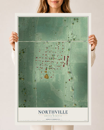 Map of Northville, South Dakota, 24 x 36 inch unframed archival matte print