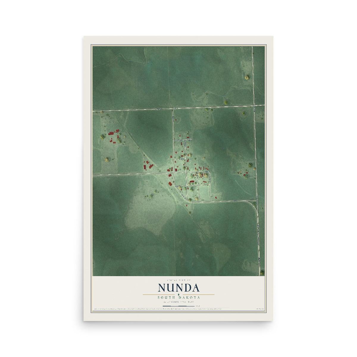 Map of Nunda, South Dakota, 12 x 18 inch unframed archival matte print