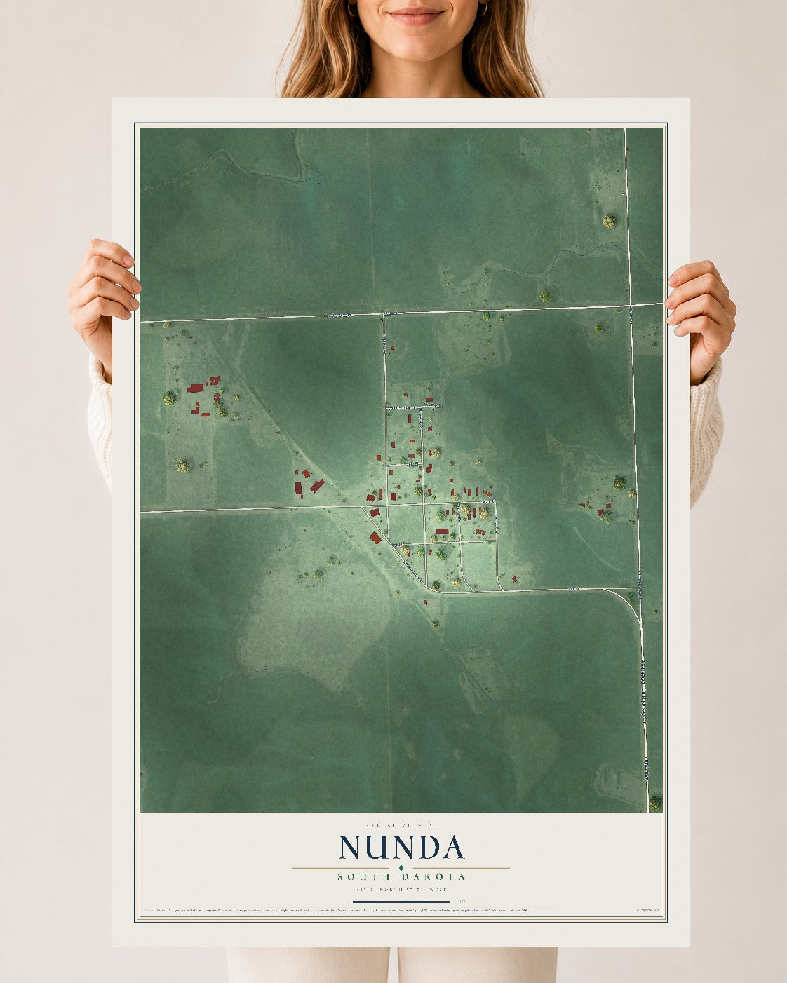 Map of Nunda, South Dakota, 24 x 36 inch unframed archival matte print