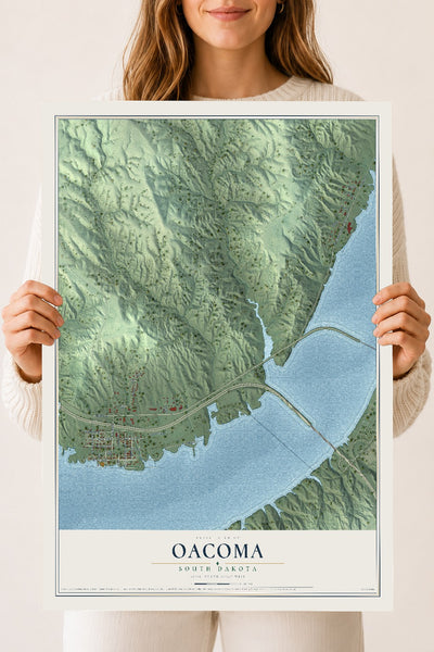 Map of Oacoma, South Dakota, 18 x 24 inch unframed archival matte print
