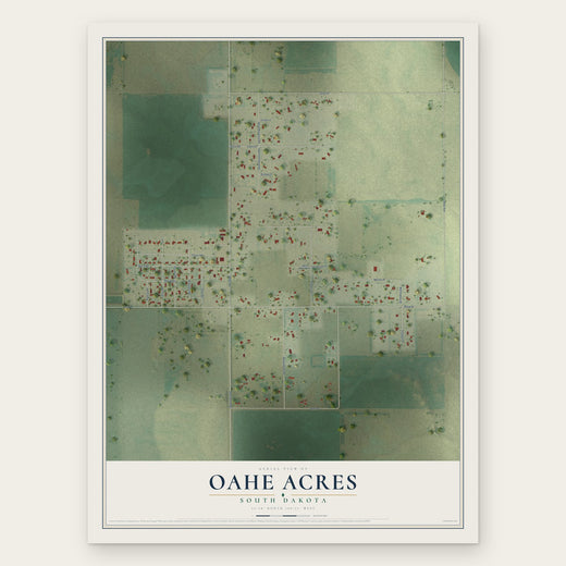 Oahe Acres, South Dakota map print, the full design