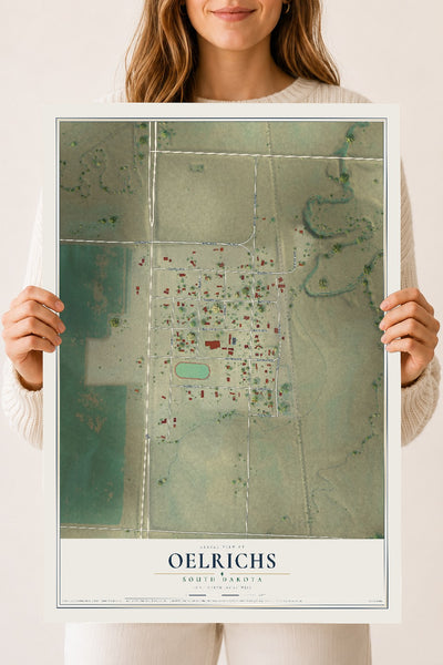 Map of Oelrichs, South Dakota, 18 x 24 inch unframed archival matte print