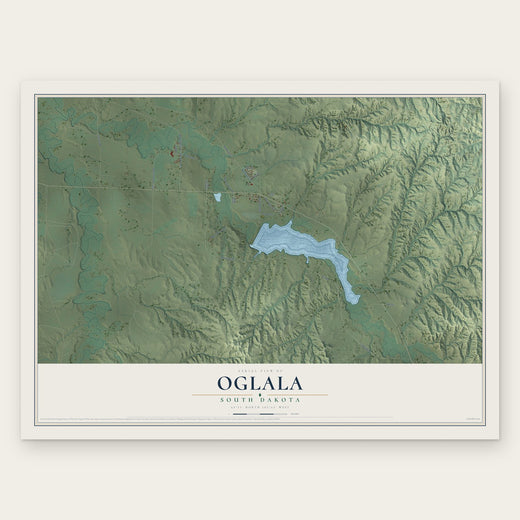 Oglala, South Dakota map print, the full design