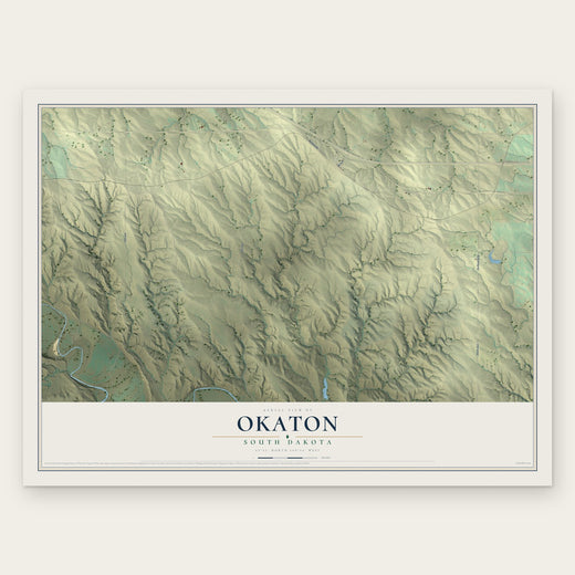 Okaton, South Dakota map print, the full design