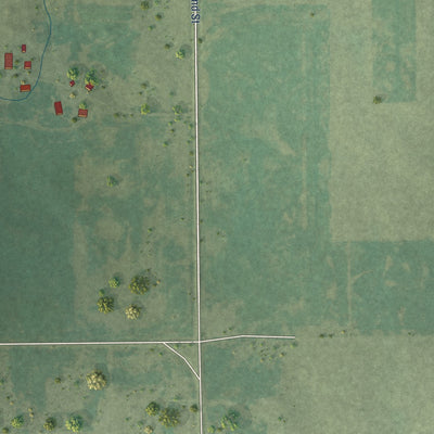 Close-up of the map of Ola, South Dakota print showing street and building detail