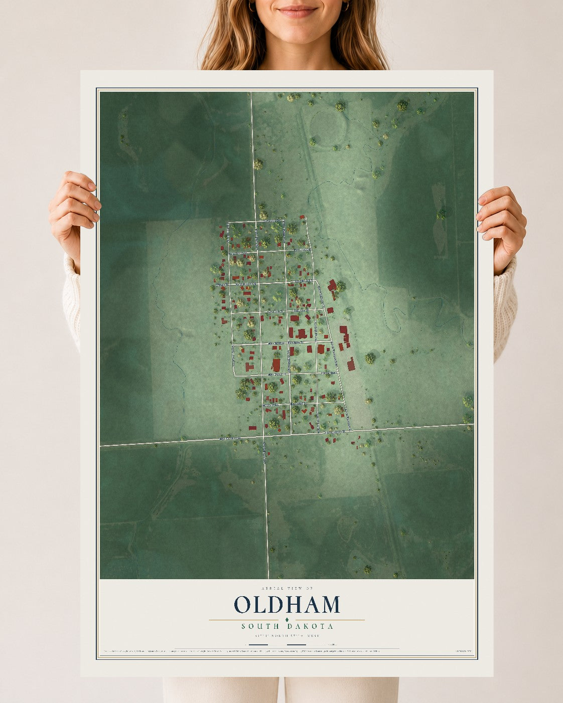 Map of Oldham, South Dakota, 24 x 36 inch unframed archival matte print
