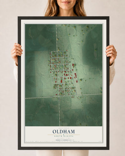 Map of Oldham, South Dakota, 24 x 36 inch print in a black wood frame