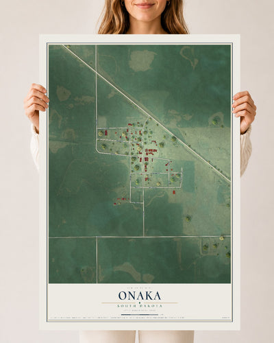 Map of Onaka, South Dakota, 24 x 36 inch unframed archival matte print