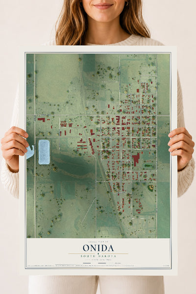 Map of Onida, South Dakota, 18 x 24 inch unframed archival matte print